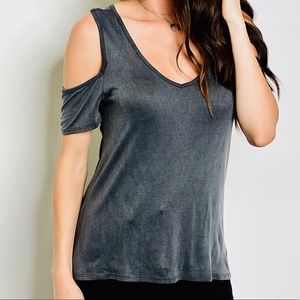CHARCOAL // Off Shoulder Racerback Top
